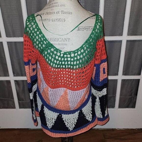 Free People Womens Modern Art Geo Knit Multi‎ Combo Sweater Medium - Picture 2 of 4